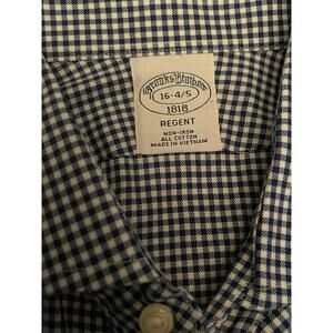 Brooks Brothers 1818 Regent Long Sleeve Shirt Blue White Checker Size 16-4/5
